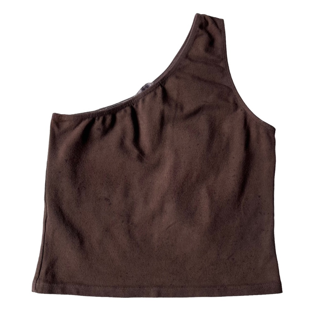 Hand-dyed Brown One Shoulder Brandy Melville Crop Top